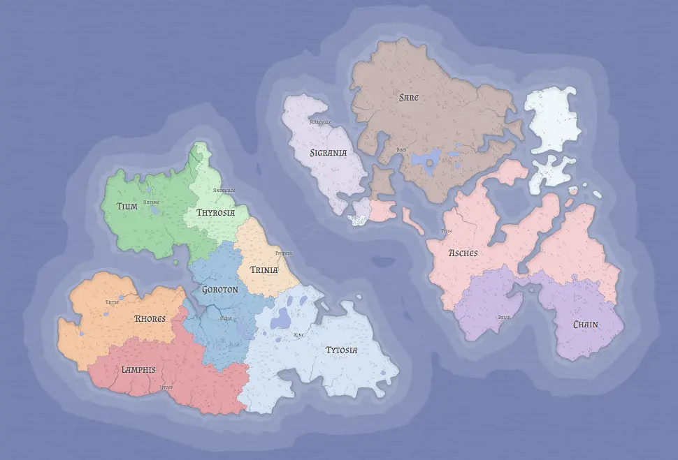 A generated fantasy map