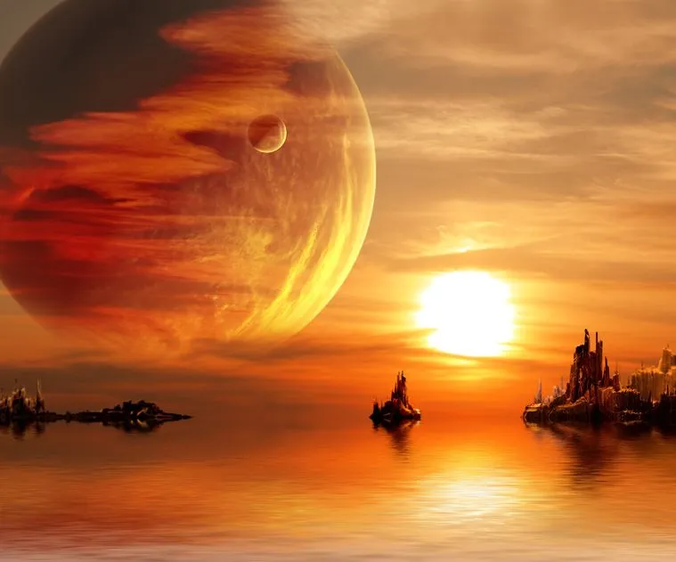 Water world at sundown